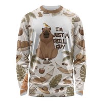 Chill Capybara Vibes Long Sleeve Shirt with Hammock and Coconut Tropical Relaxed Style