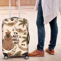 Chill Capybara Vibes Luggage Cover with Hammock and Coconut Tropical Relaxed Style