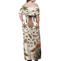 Chill Capybara Vibes Off Shoulder Maxi Dress with Hammock and Coconut Tropical Relaxed Style