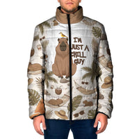 Chill Capybara Vibes Padded Jacket with Hammock and Coconut Tropical Relaxed Style