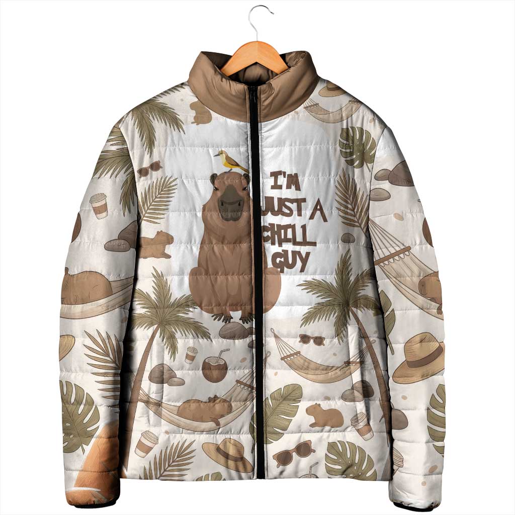 Chill Capybara Vibes Padded Jacket with Hammock and Coconut Tropical Relaxed Style