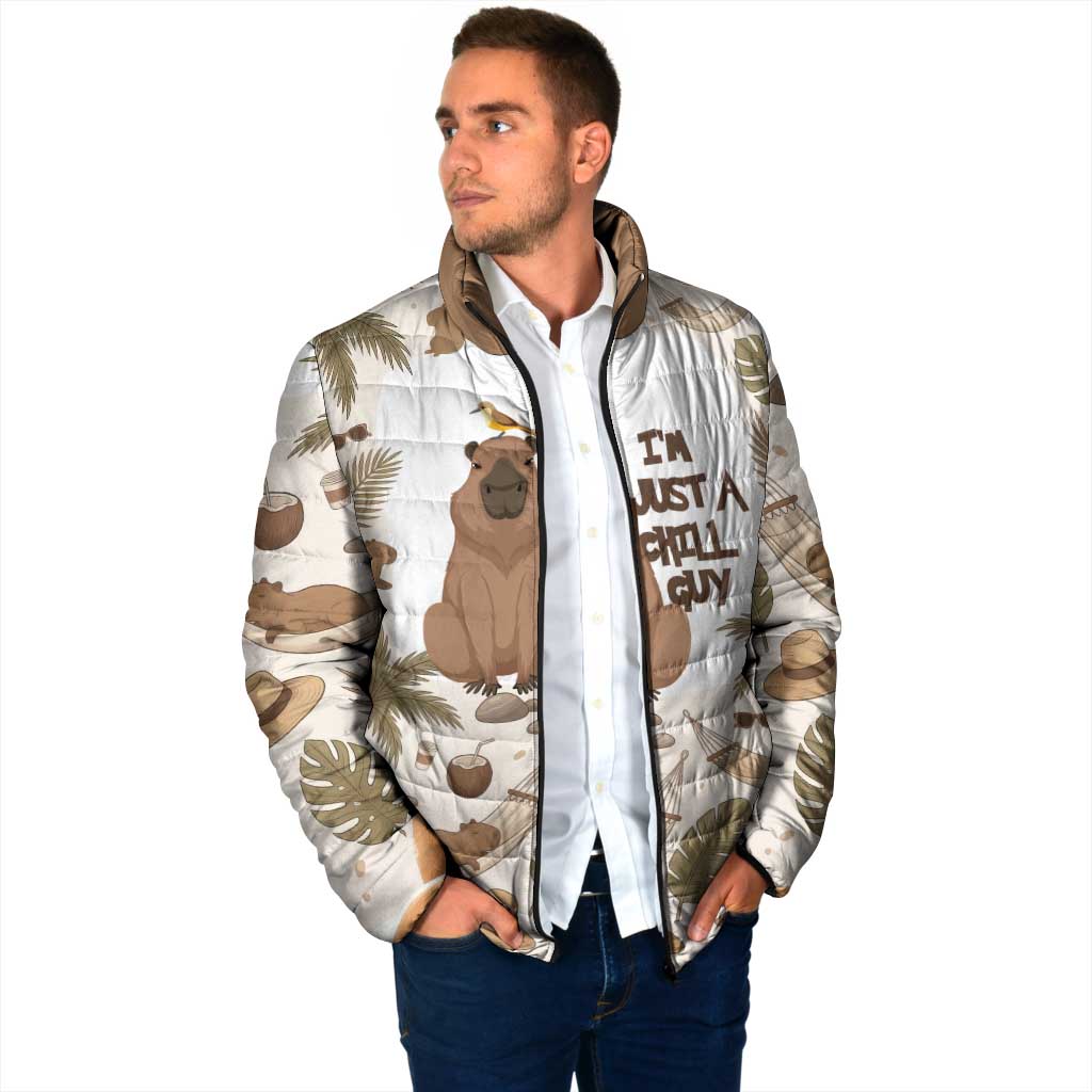Chill Capybara Vibes Padded Jacket with Hammock and Coconut Tropical Relaxed Style