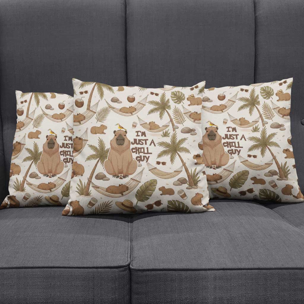 Chill Capybara Vibes Pillow Cover with Hammock and Coconut Tropical Relaxed Style