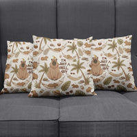Chill Capybara Vibes Pillow Cover with Hammock and Coconut Tropical Relaxed Style