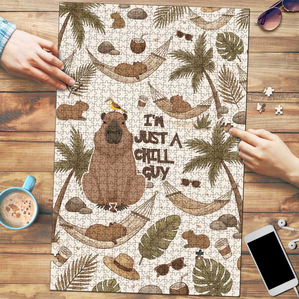 Chill Capybara Vibes Puzzle with Hammock and Coconut Tropical Relaxed Style