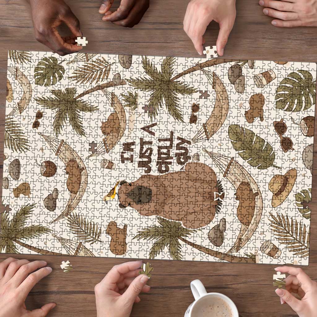 Chill Capybara Vibes Puzzle with Hammock and Coconut Tropical Relaxed Style
