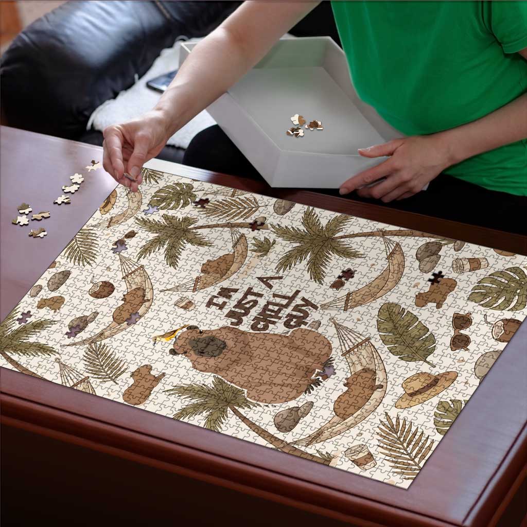 Chill Capybara Vibes Puzzle with Hammock and Coconut Tropical Relaxed Style
