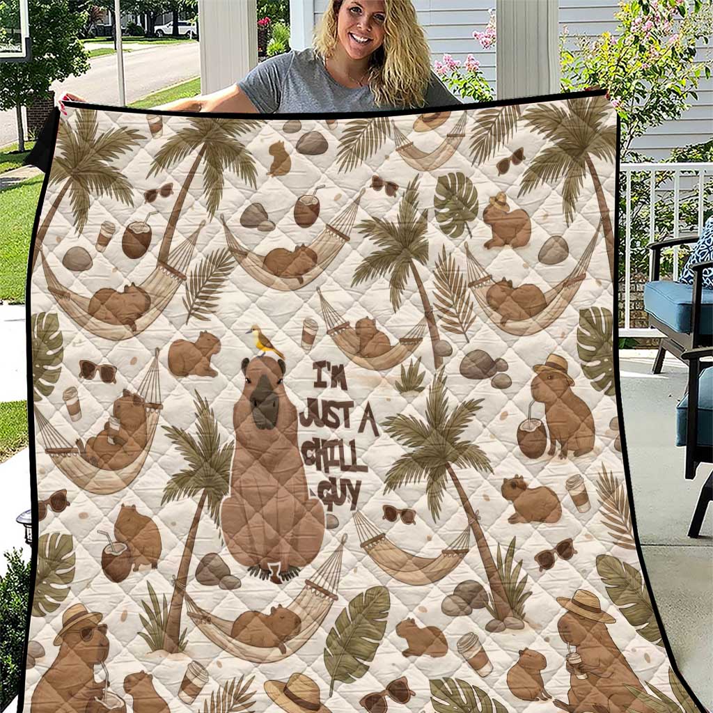 Chill Capybara Vibes Quilt with Hammock and Coconut Tropical Relaxed Style