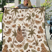 Chill Capybara Vibes Quilt with Hammock and Coconut Tropical Relaxed Style