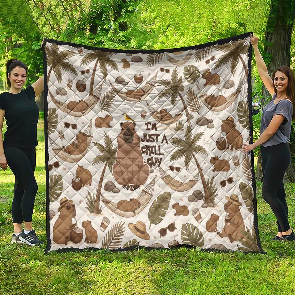 Chill Capybara Vibes Quilt with Hammock and Coconut Tropical Relaxed Style