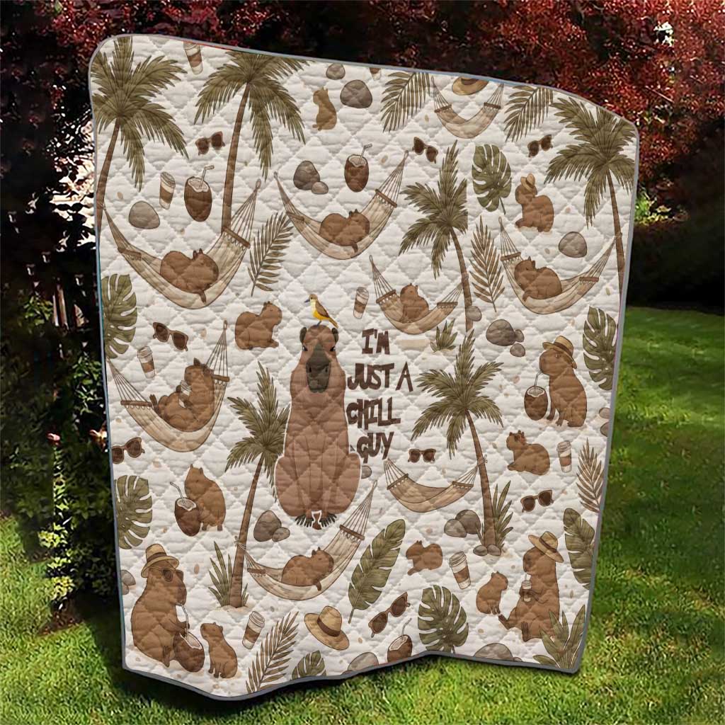 Chill Capybara Vibes Quilt with Hammock and Coconut Tropical Relaxed Style