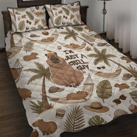 Chill Capybara Vibes Quilt Bed Set with Hammock and Coconut Tropical Relaxed Style