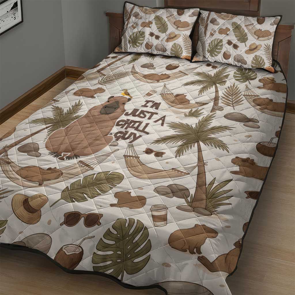 Chill Capybara Vibes Quilt Bed Set with Hammock and Coconut Tropical Relaxed Style