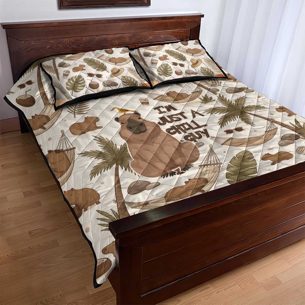 Chill Capybara Vibes Quilt Bed Set with Hammock and Coconut Tropical Relaxed Style