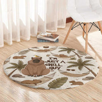 Chill Capybara Vibes Round Carpet with Hammock and Coconut Tropical Relaxed Style