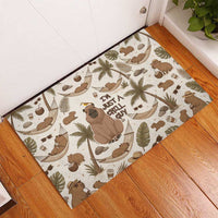 Chill Capybara Vibes Rubber Doormat with Hammock and Coconut Tropical Relaxed Style