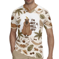 Chill Capybara Vibes Rugby Jersey with Hammock and Coconut Tropical Relaxed Style