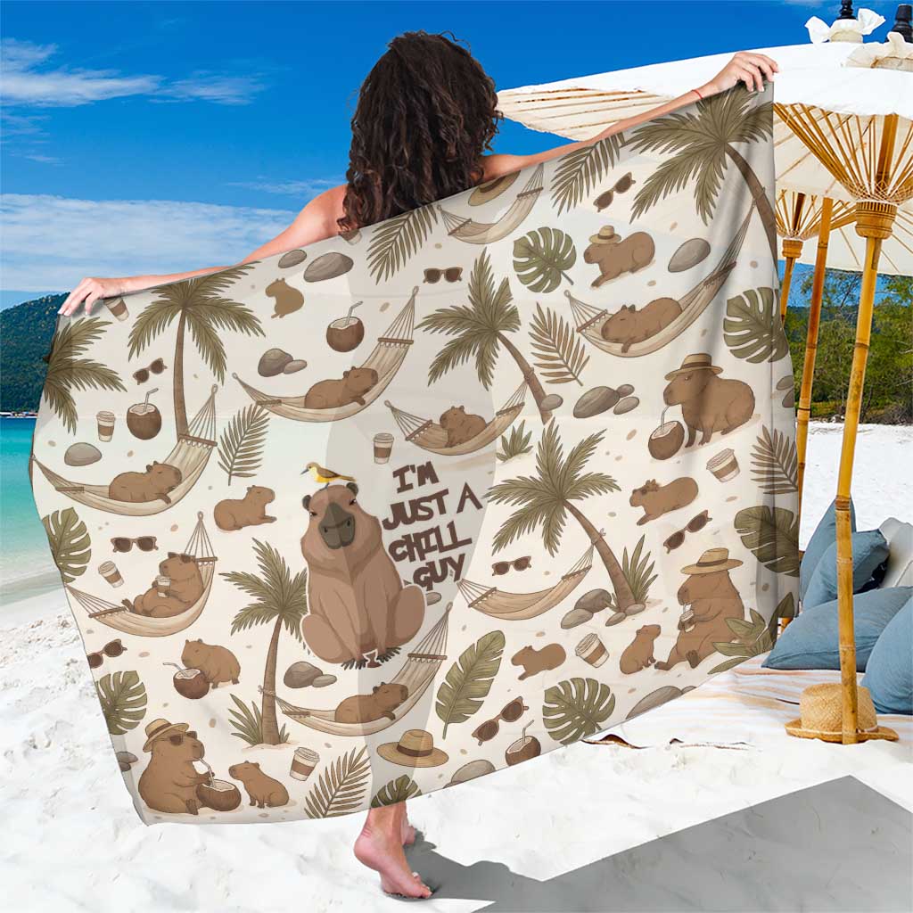 Chill Capybara Vibes Sarong with Hammock and Coconut Tropical Relaxed Style