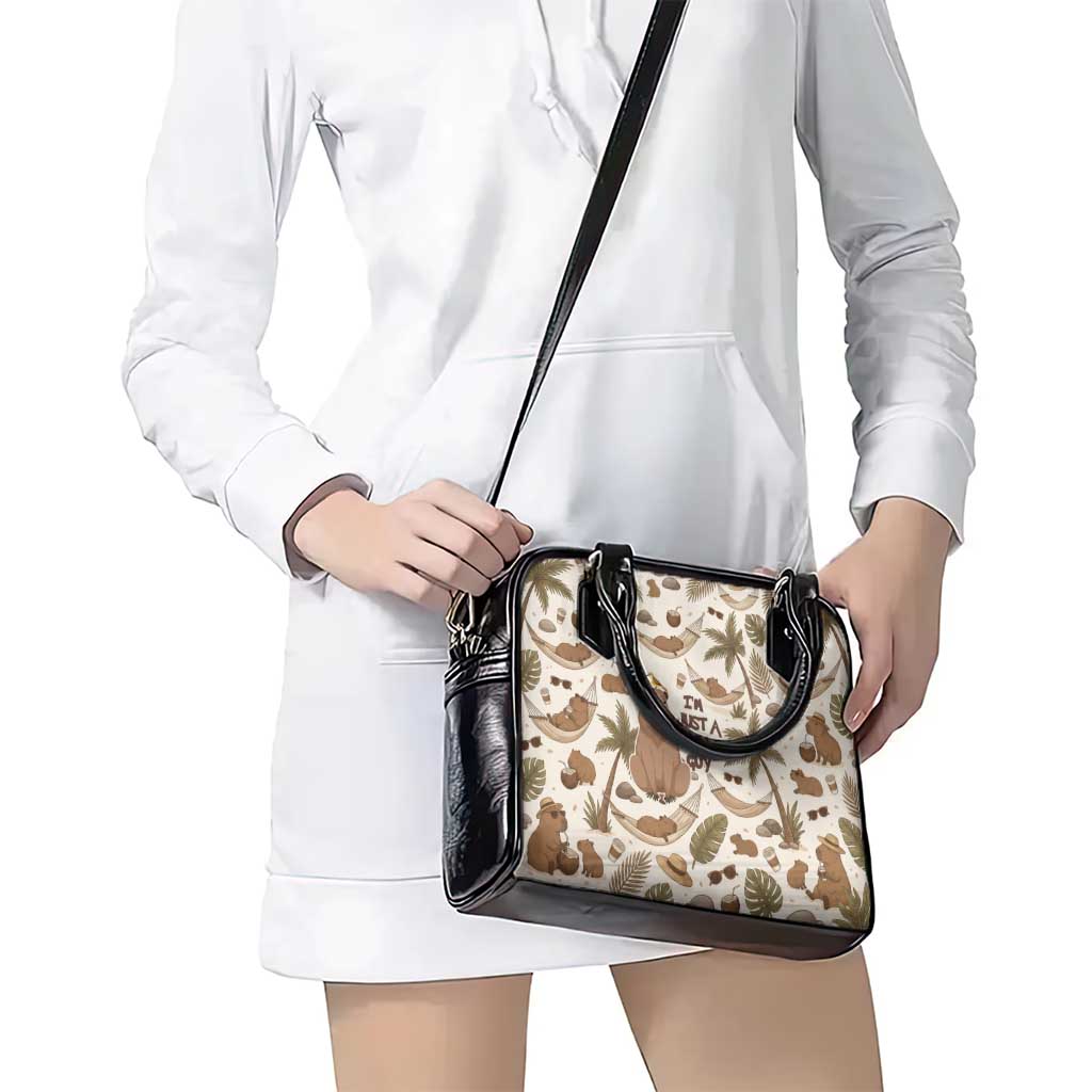 Chill Capybara Vibes Shoulder Handbag with Hammock and Coconut Tropical Relaxed Style