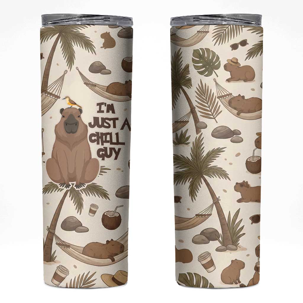 Chill Capybara Vibes Skinny Tumbler with Hammock and Coconut Tropical Relaxed Style