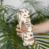 Chill Capybara Vibes Skinny Tumbler with Hammock and Coconut Tropical Relaxed Style