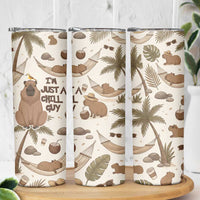 Chill Capybara Vibes Skinny Tumbler with Hammock and Coconut Tropical Relaxed Style