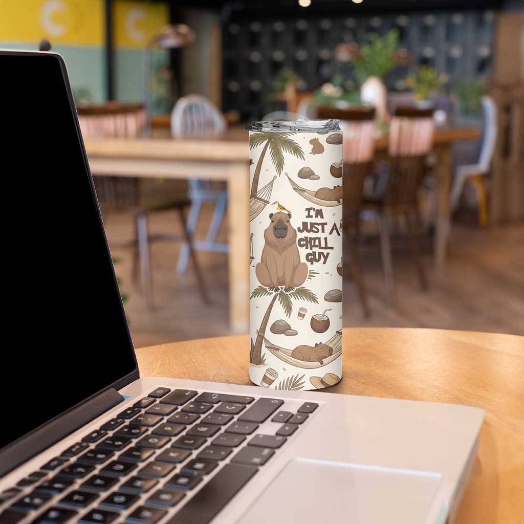 Chill Capybara Vibes Skinny Tumbler with Hammock and Coconut Tropical Relaxed Style