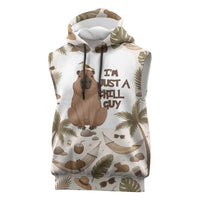 Chill Capybara Vibes Sleeveless Hoodie with Hammock and Coconut Tropical Relaxed Style