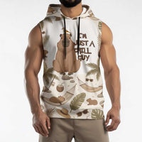 Chill Capybara Vibes Sleeveless Hoodie with Hammock and Coconut Tropical Relaxed Style