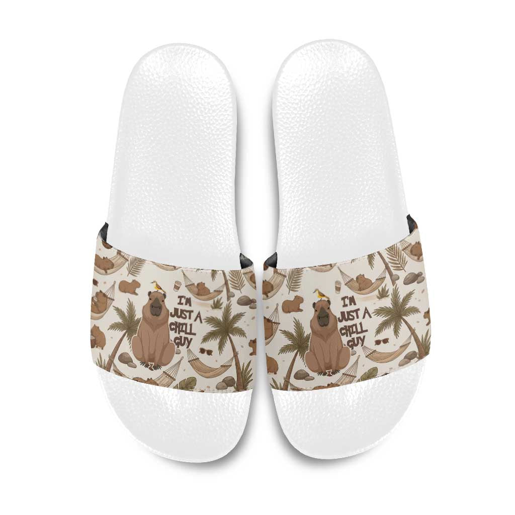 Chill Capybara Vibes Slide Sandals with Hammock and Coconut Tropical Relaxed Style
