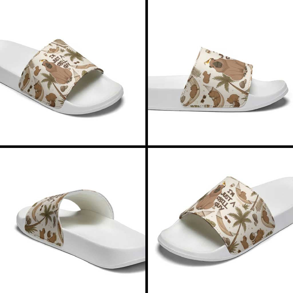 Chill Capybara Vibes Slide Sandals with Hammock and Coconut Tropical Relaxed Style