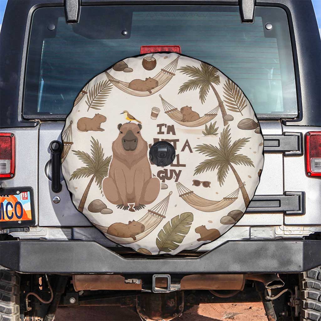 Chill Capybara Vibes Spare Tire Cover with Hammock and Coconut Tropical Relaxed Style