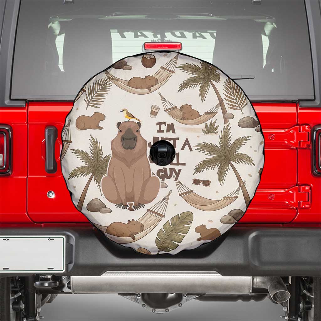 Chill Capybara Vibes Spare Tire Cover with Hammock and Coconut Tropical Relaxed Style
