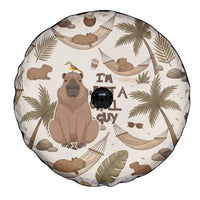 Chill Capybara Vibes Spare Tire Cover with Hammock and Coconut Tropical Relaxed Style
