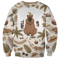 Chill Capybara Vibes Sweatshirt with Hammock and Coconut Tropical Relaxed Style