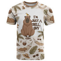 Chill Capybara Vibes T Shirt with Hammock and Coconut Tropical Relaxed Style