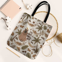 Chill Capybara Vibes Tote Bag with Hammock and Coconut Tropical Relaxed Style