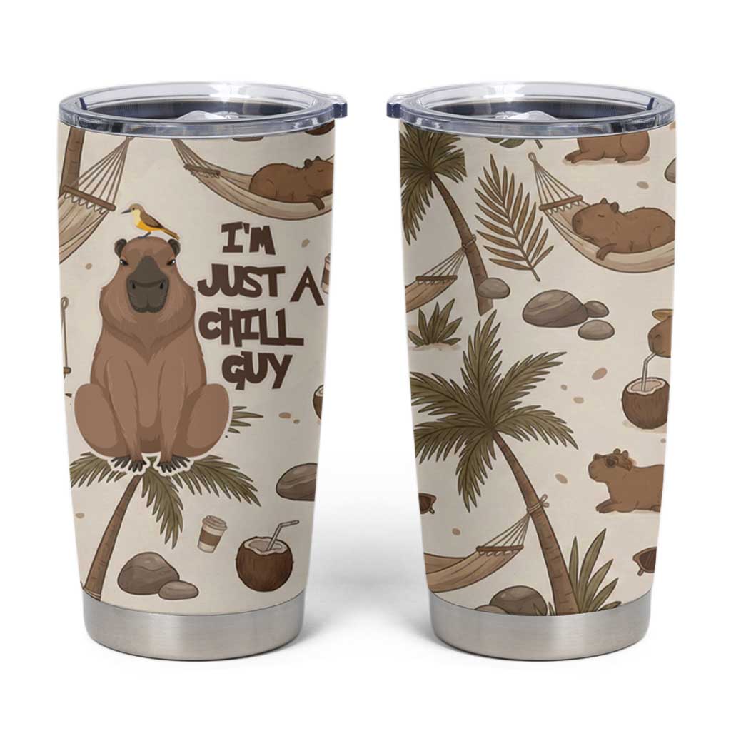 Chill Capybara Vibes Tumbler Cup with Hammock and Coconut Tropical Relaxed Style