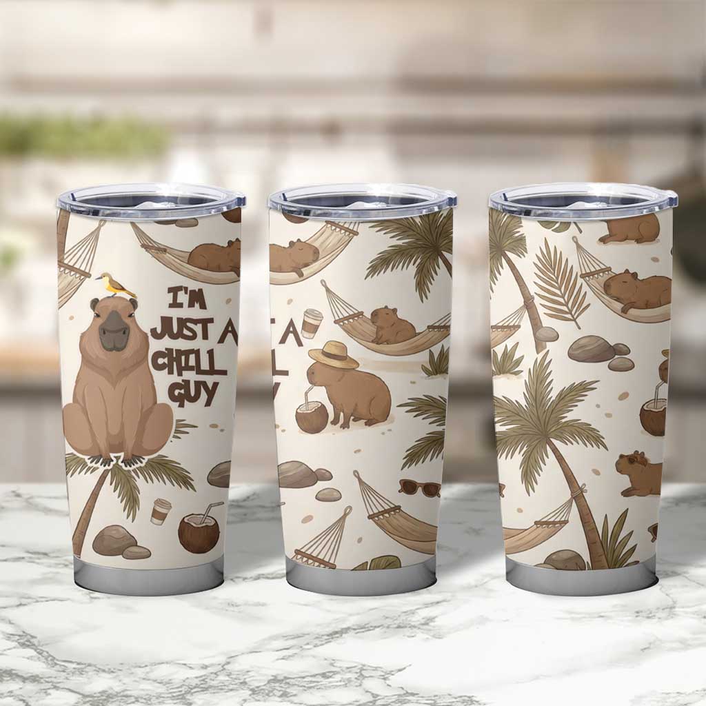 Chill Capybara Vibes Tumbler Cup with Hammock and Coconut Tropical Relaxed Style