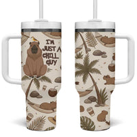 Chill Capybara Vibes Tumbler With Handle with Hammock and Coconut Tropical Relaxed Style