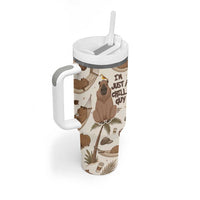 Chill Capybara Vibes Tumbler With Handle with Hammock and Coconut Tropical Relaxed Style