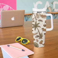 Chill Capybara Vibes Tumbler With Handle with Hammock and Coconut Tropical Relaxed Style