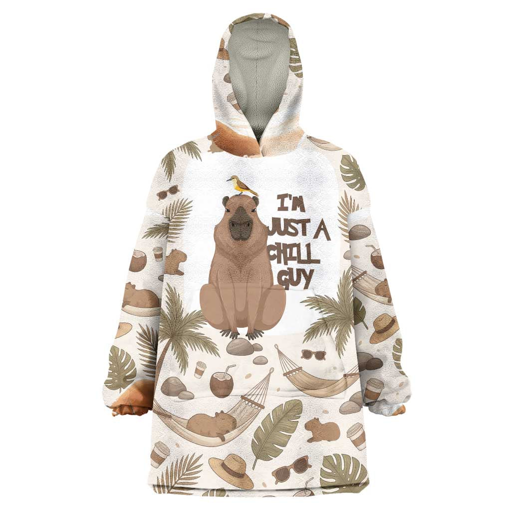 Chill Capybara Vibes Wearable Blanket Hoodie with Hammock and Coconut Tropical Relaxed Style