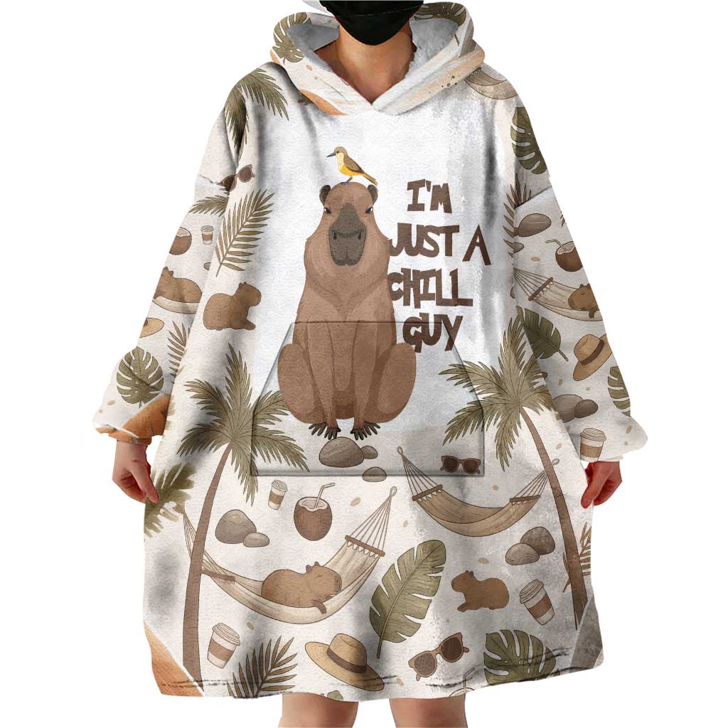 Chill Capybara Vibes Wearable Blanket Hoodie with Hammock and Coconut Tropical Relaxed Style