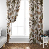 Chill Capybara Vibes Window Curtain with Hammock and Coconut Tropical Relaxed Style