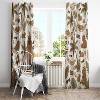 Chill Capybara Vibes Window Curtain with Hammock and Coconut Tropical Relaxed Style