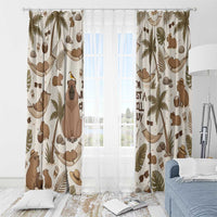 Chill Capybara Vibes Window Curtain with Hammock and Coconut Tropical Relaxed Style