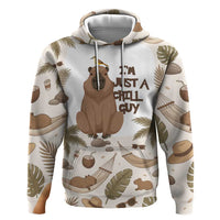 Chill Capybara Vibes Zip Hoodie with Hammock and Coconut Tropical Relaxed Style