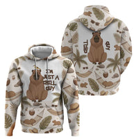 Chill Capybara Vibes Zip Hoodie with Hammock and Coconut Tropical Relaxed Style