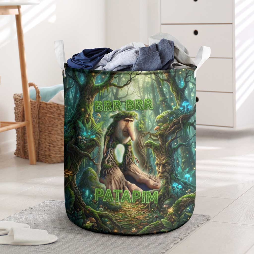 Brr Brr Patapim Laundry Basket Glowing Heart and Magical Tree Roots in Enchanted Woods